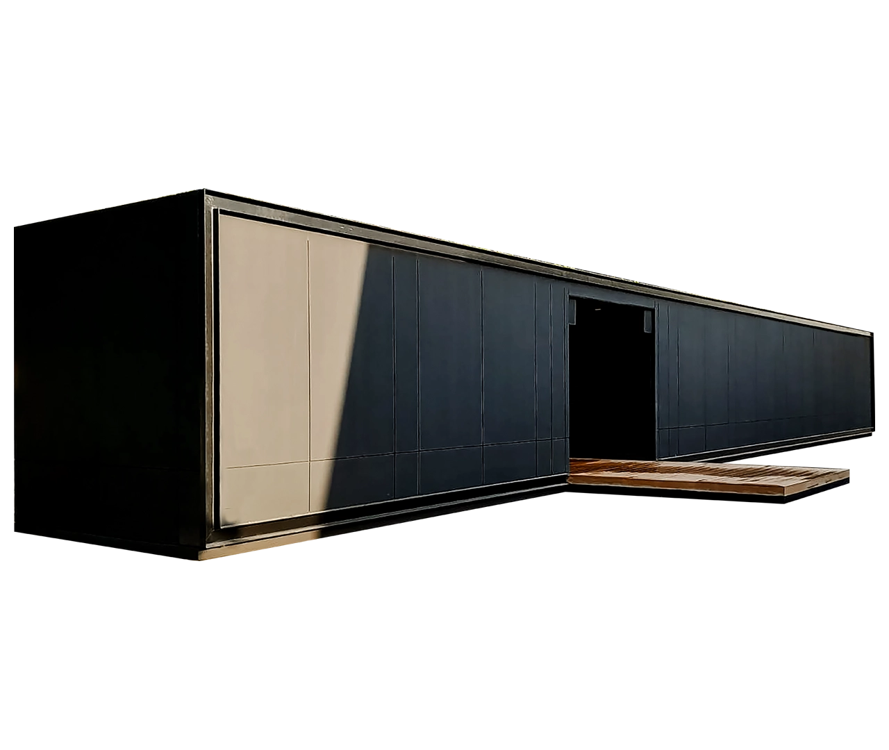 สำนักงานสำเร็จรูป โครงสร้างเหล็ก Art Gallery ดีไซน์ตามความต้องการของลูกค้าที่เลือกแสดงตัวตนผ่านวัสดุโครงสร้างเหล็กสีดำแบบอินดัสเทรียลที่ใครหลายๆคนต่างหลงใหล