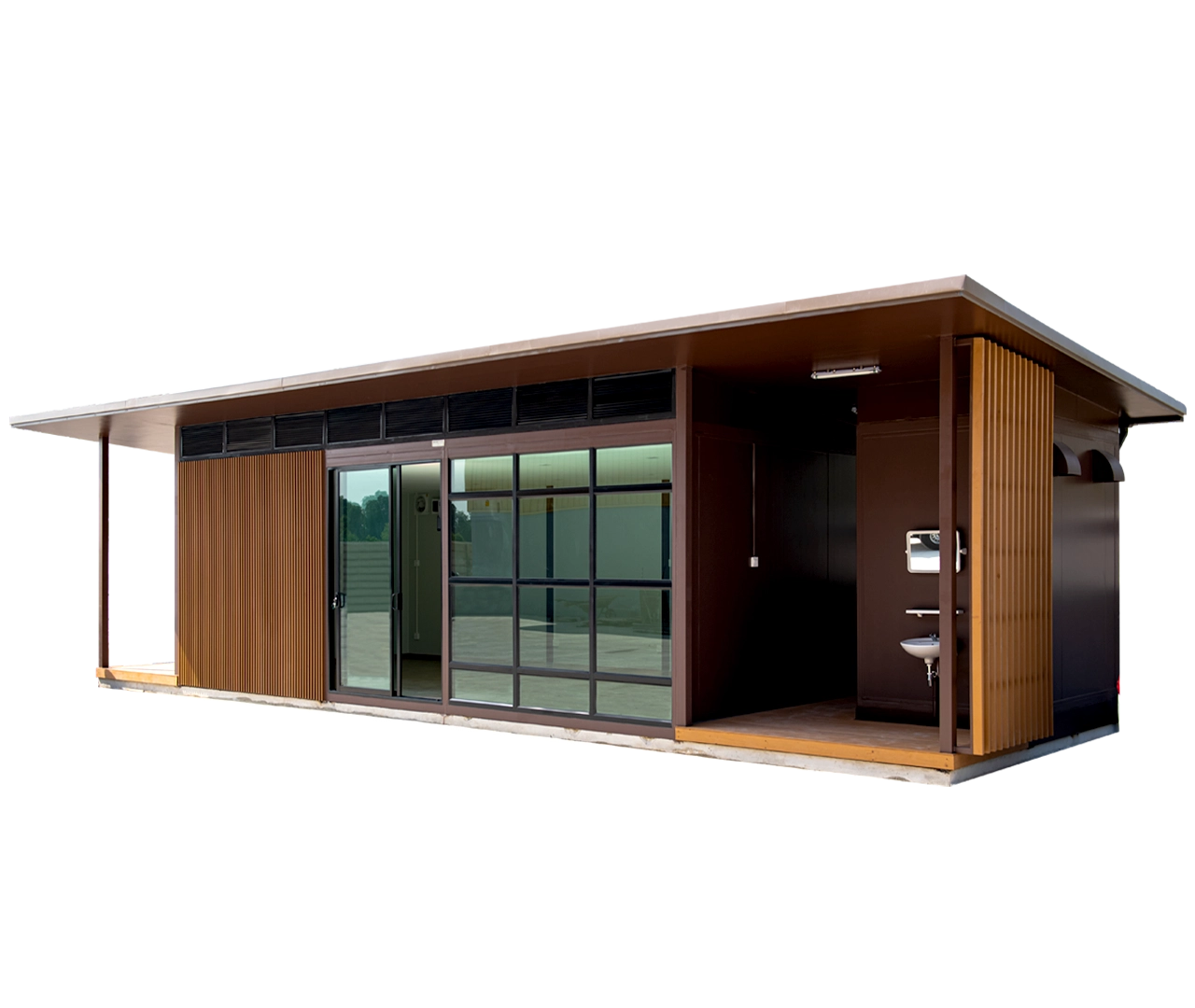 สำนักงานสำเร็จรูปโครงสร้างเหล็ก ครบทุกฟังก์ชันการใช้งาน มาตรฐานสากล ตอบโจทย์ในเรื่องของ ข้อจำกัดด้านพื้นที่ในการประกอบธุรกิจ สามารถตกแต่งต่อเติมได้ตามการใช้งานของคุณ